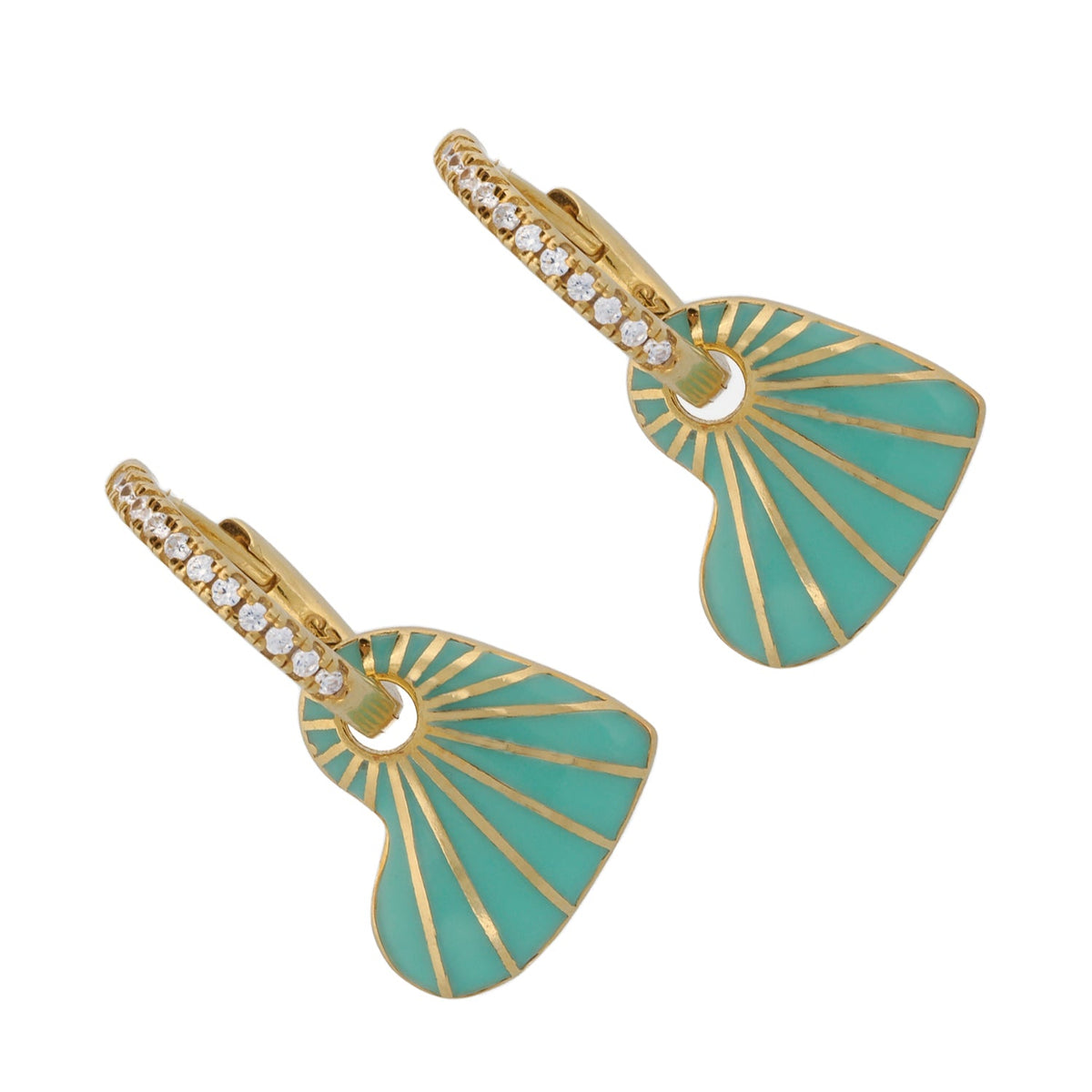 Stylish Earrings crafted from Sterling Silver and Green Enamel.