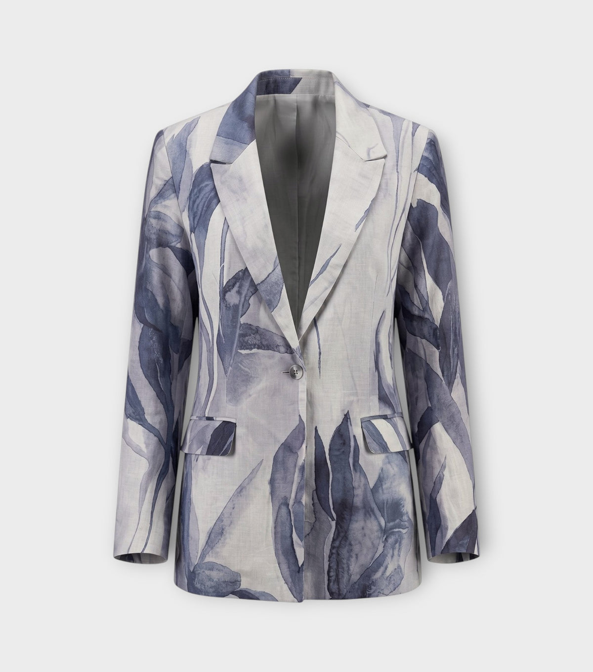 Grey Floral Relaxed Tailored Blazer