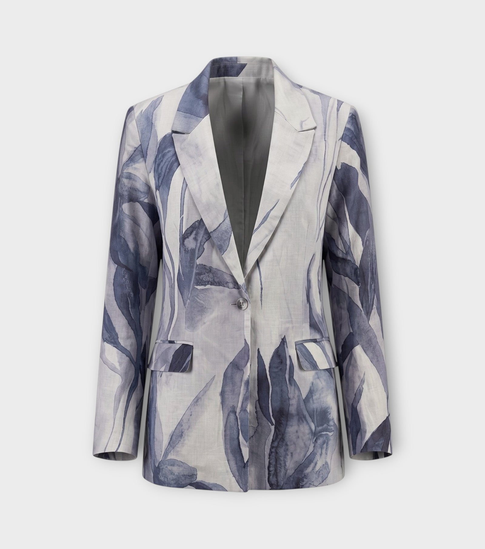 Grey Floral Relaxed Tailored Blazer