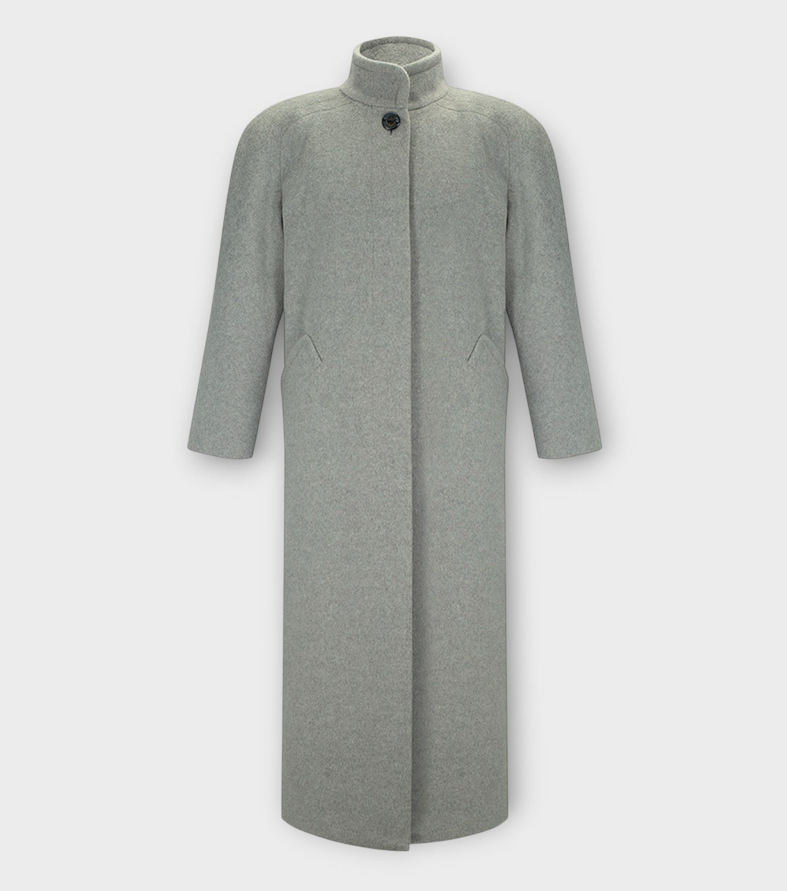 Grey Maxi Coat with Vintage Buttons