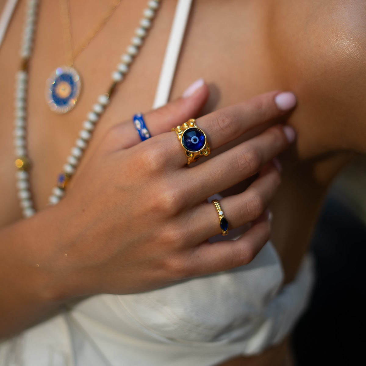 Guardian Evil Eye Adjustable Gold Ring