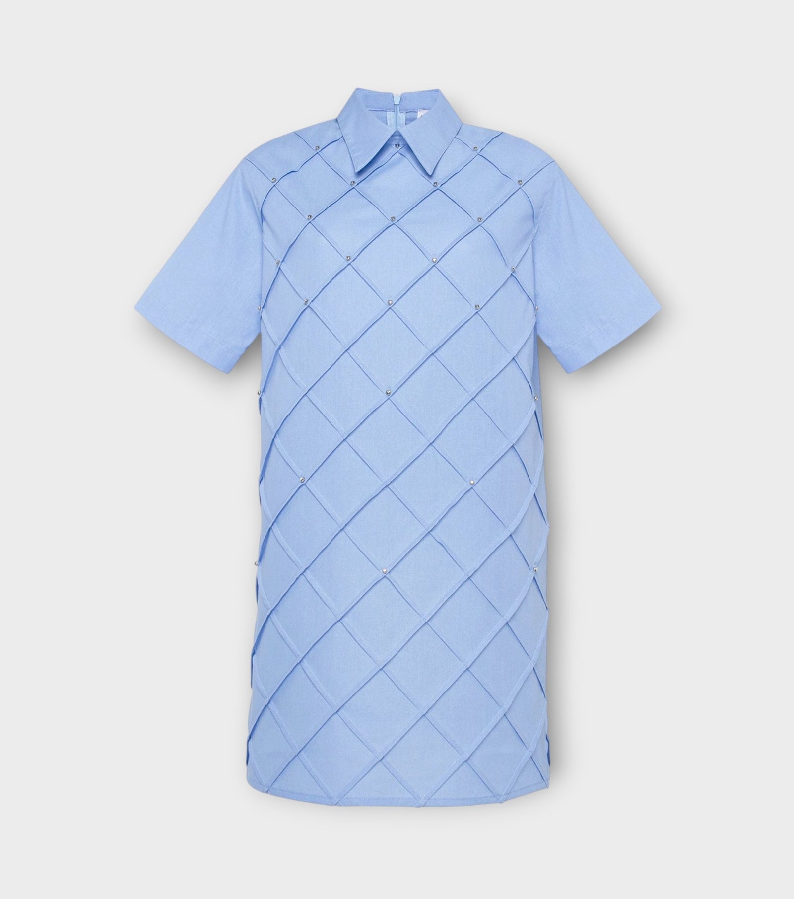 Diamond Grid Shirt Dress | Blue