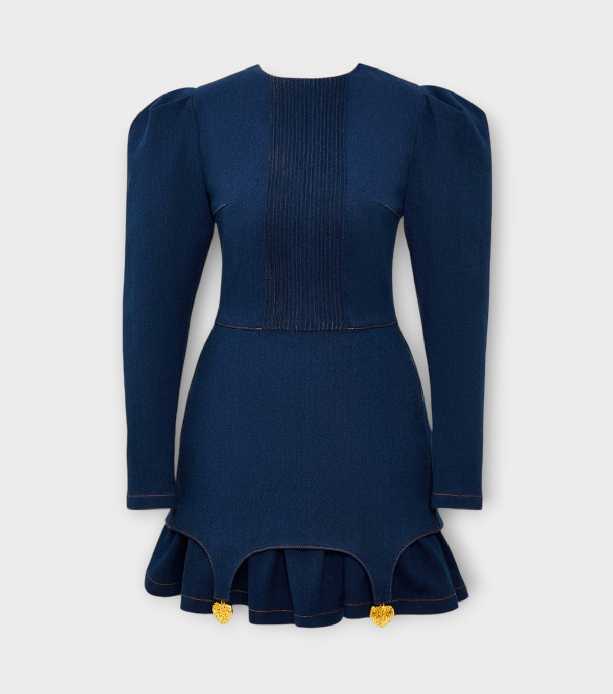 Long Sleeve Ruffled Denim Dress