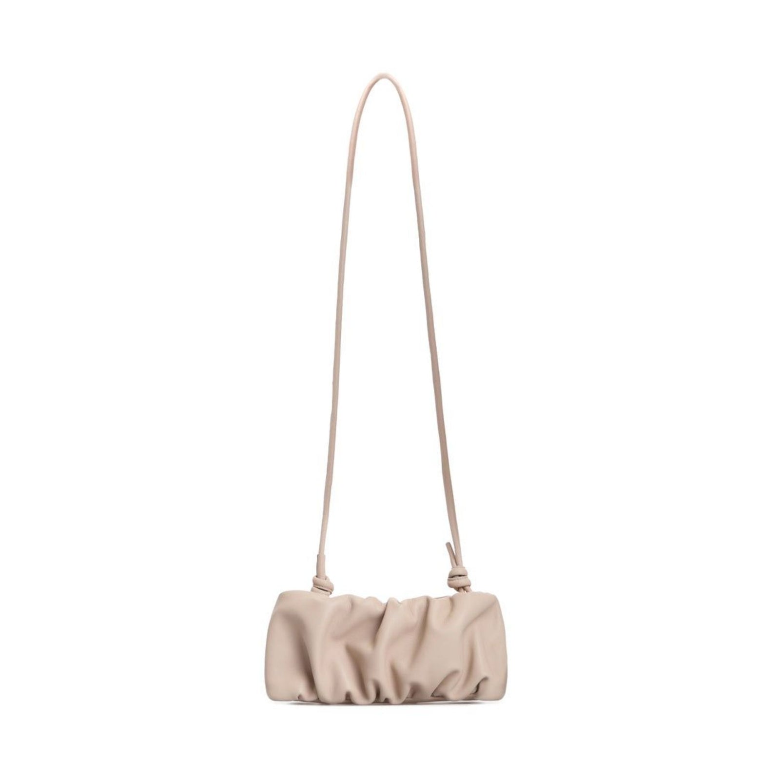 Beige handbag with a strap on a white background