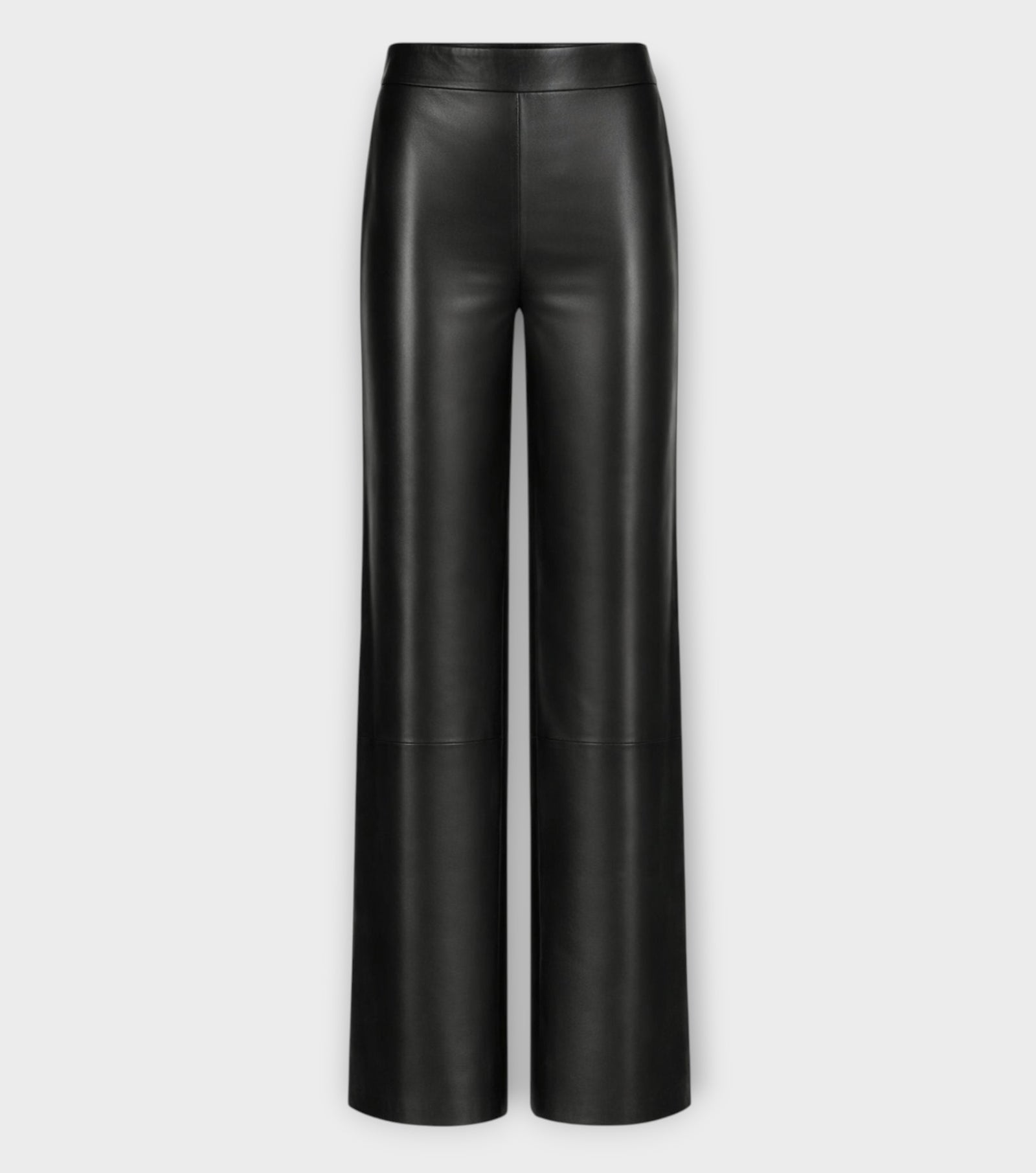 Onyx Pants by HEIRA LEATHERWEAR: high-waisted wide-leg pants in black lambskin.