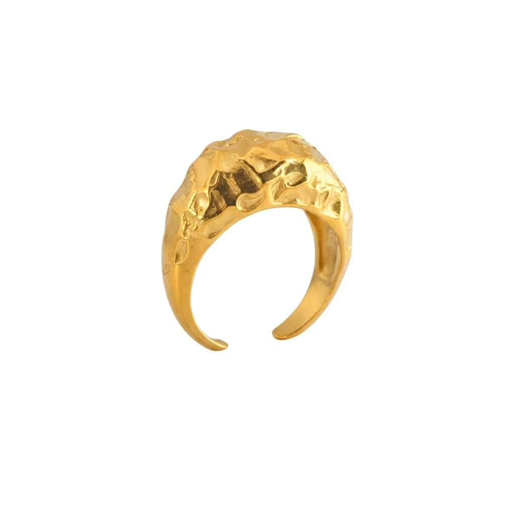 Amorphous Shiny Gold Oval Signet Ring