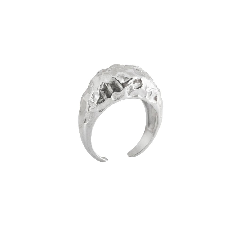 Amorphous Shiny Silver Oval Signet Ring