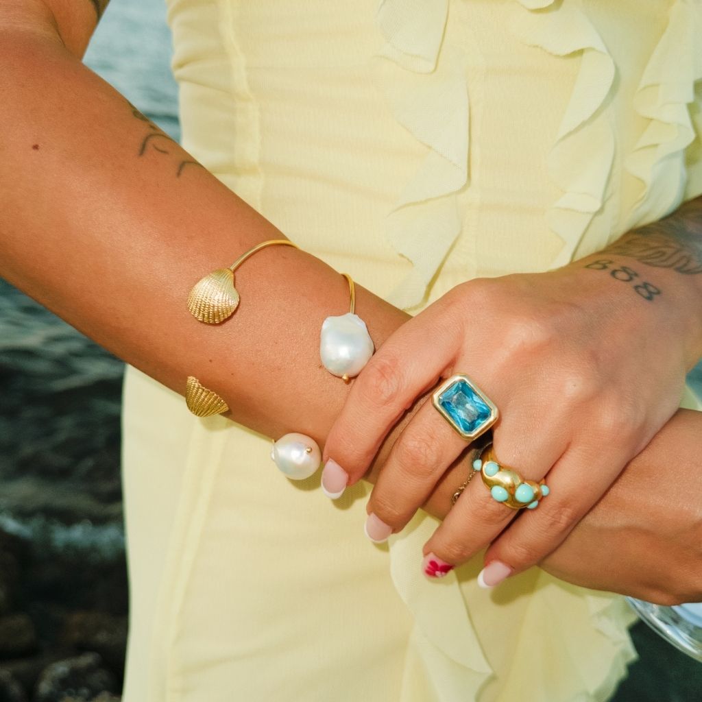 LINYA JEWELLERY - Gold Seashell Cuff Bracelet, buy at DOORS NYC