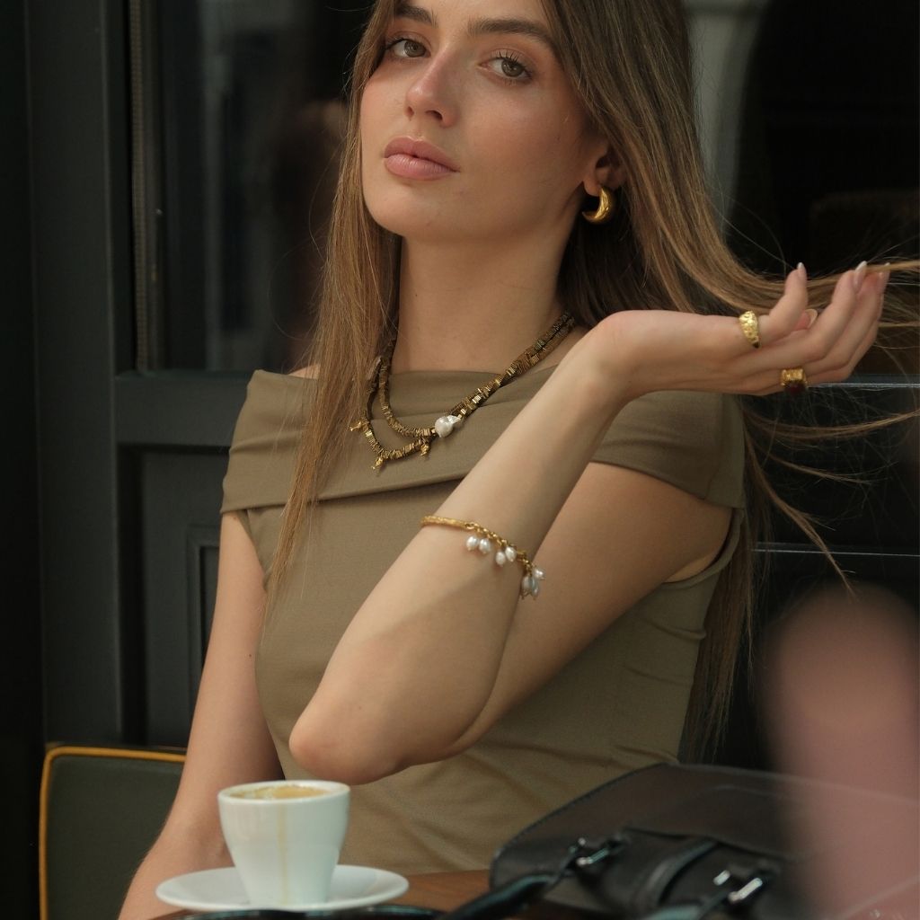 LINYA JEWELLERY - Hematite Stone Necklace, buy at DOORS NYC
