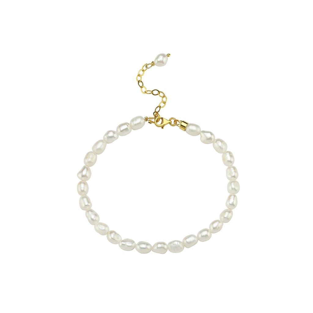 LINYA JEWELLERY - Jodie Delicate Pearl Anklet with Gold Clasp, buy at DOORS NYC