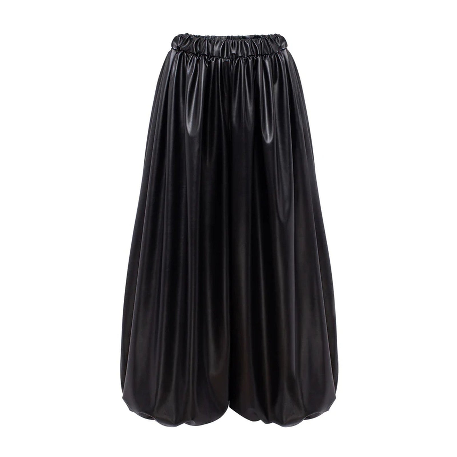 Black wide-leg pants on a white background