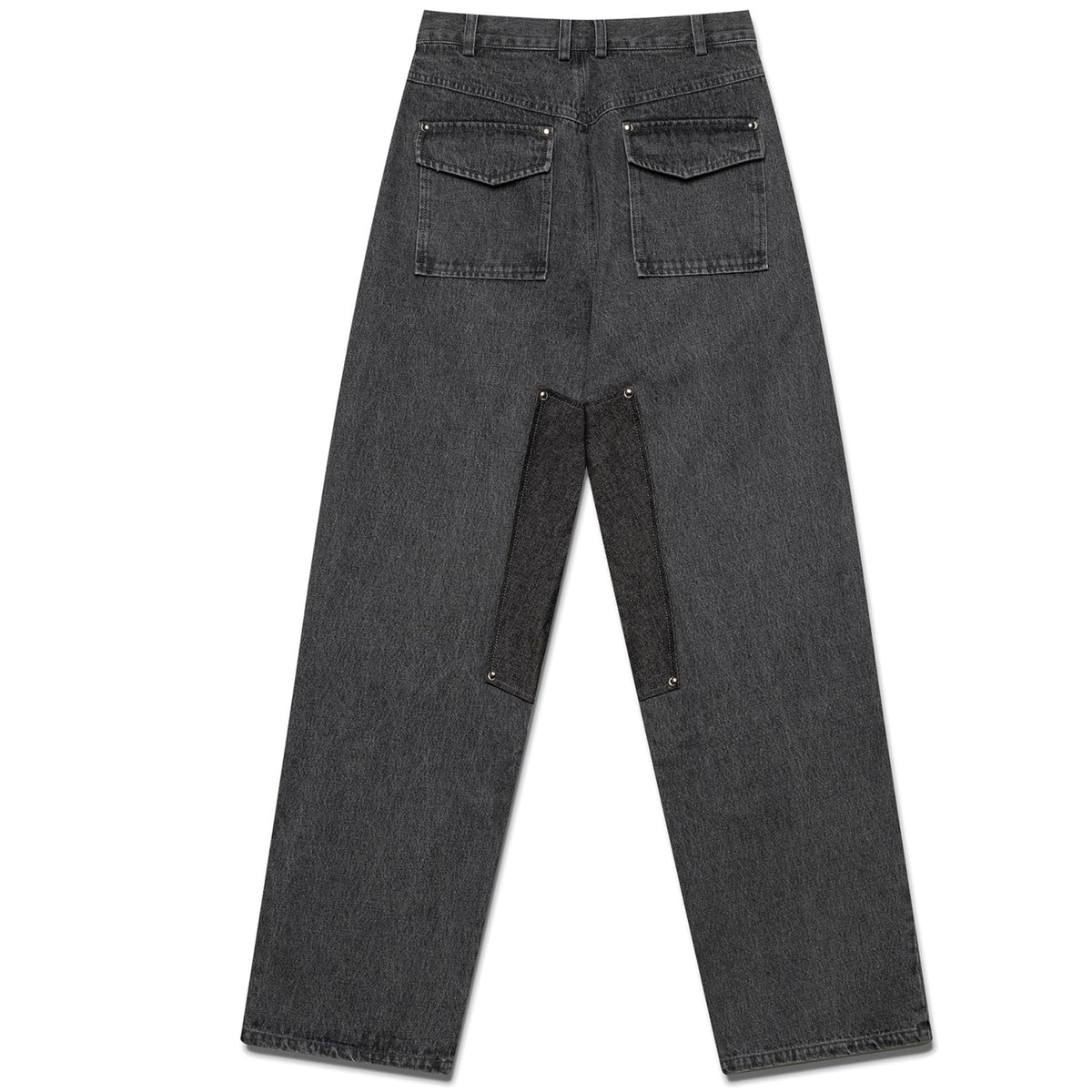 Washed Black Panel Straight-Leg Jeans
