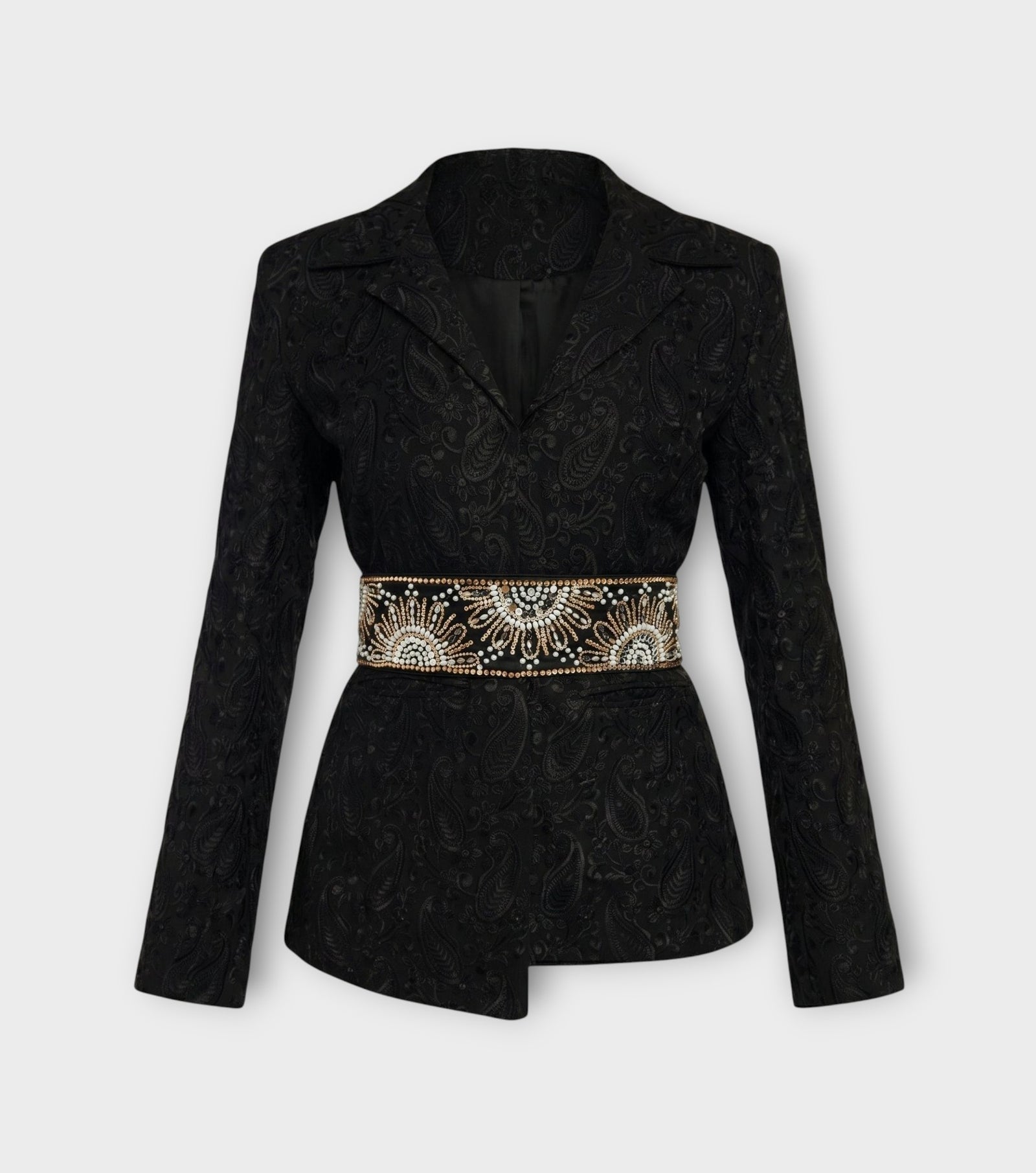 Black Paisley Textured Blazer | PR Sample