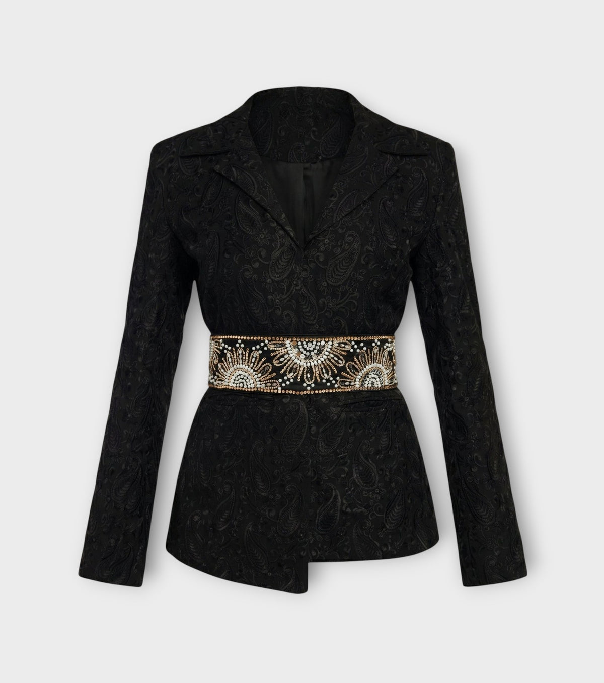 Black Paisley Textured Blazer