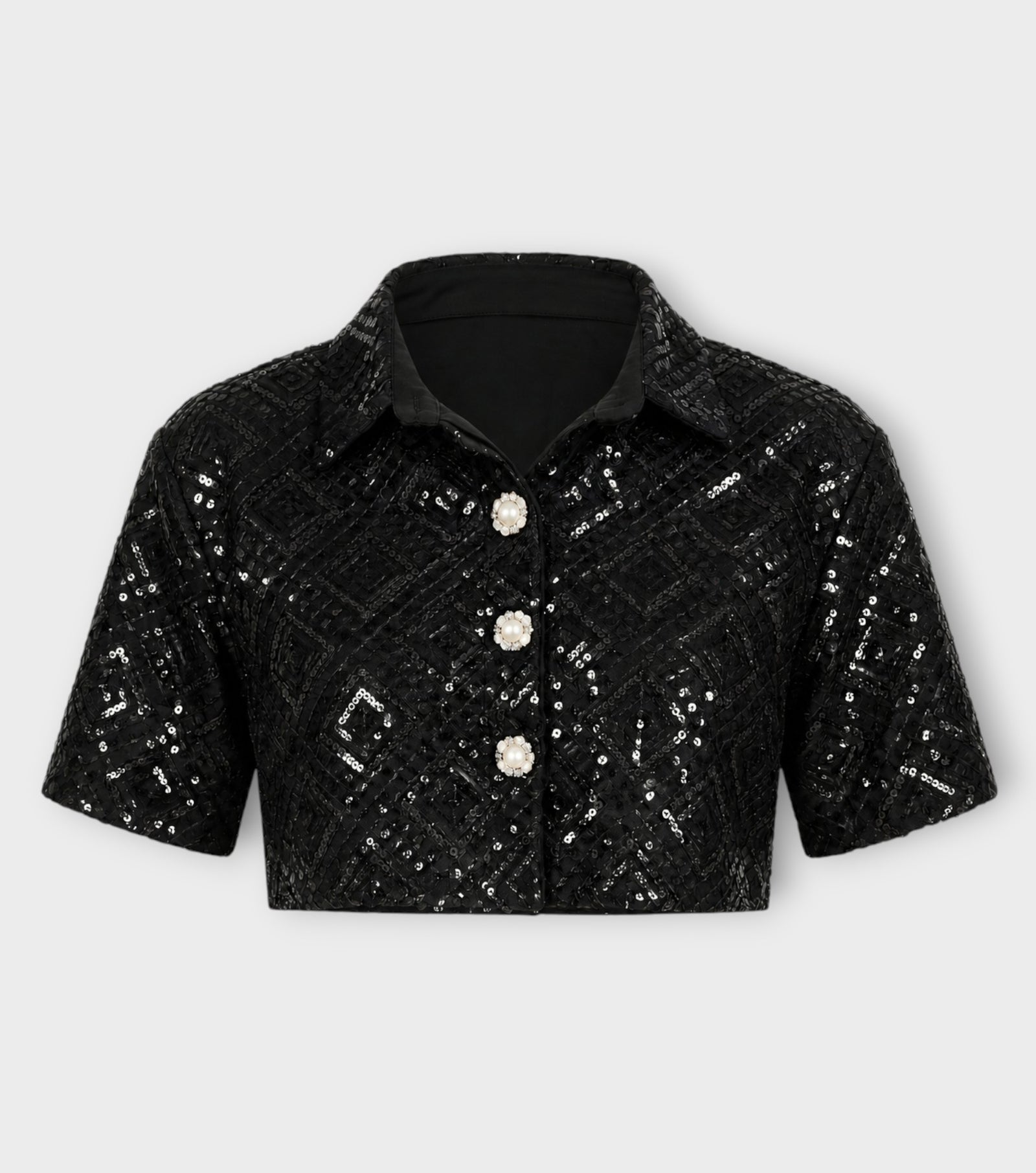 Sequin Co-Ord Crop Shirt | PR Sample