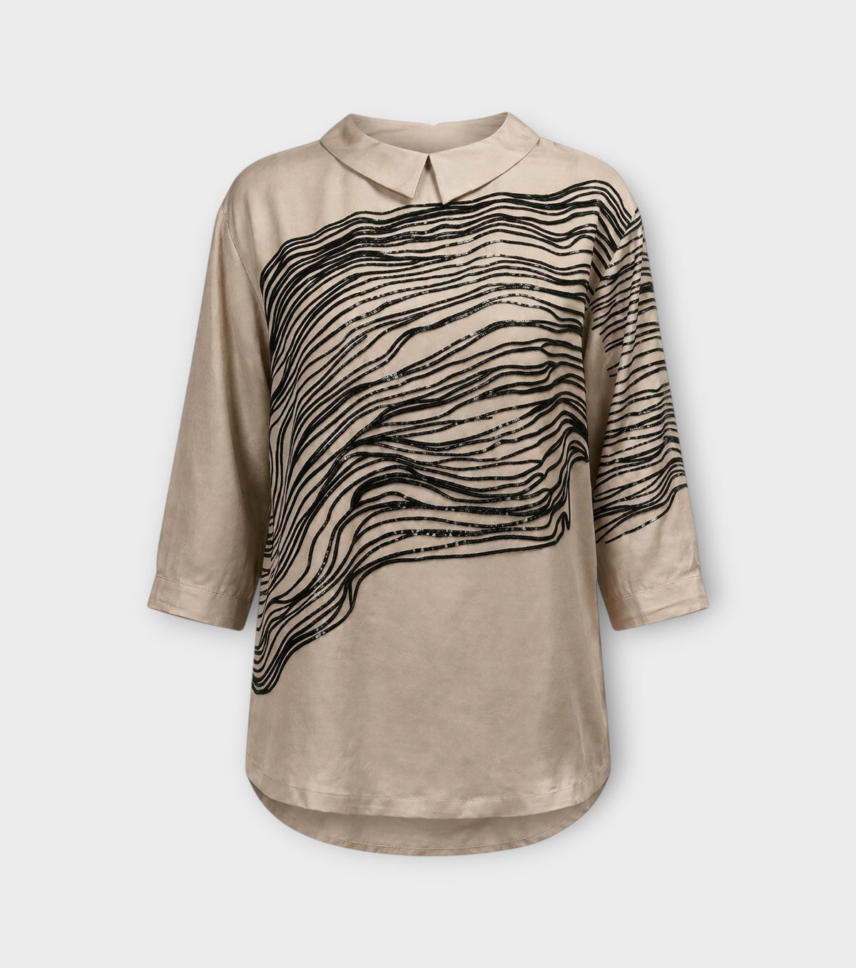 Ivory Grey Embellished Contour Top