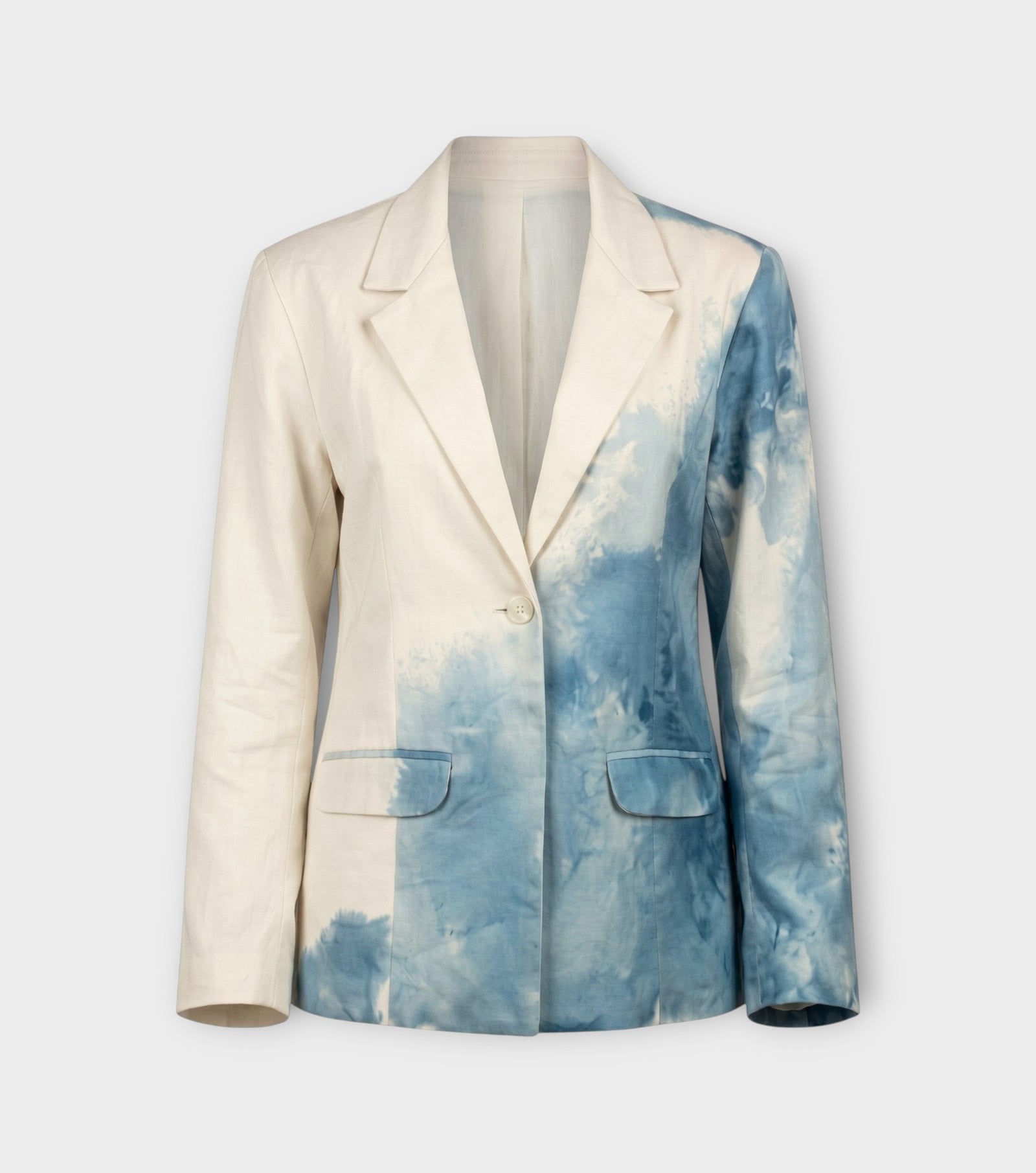 Ivory Sky Blue Printed Tailored Blazer