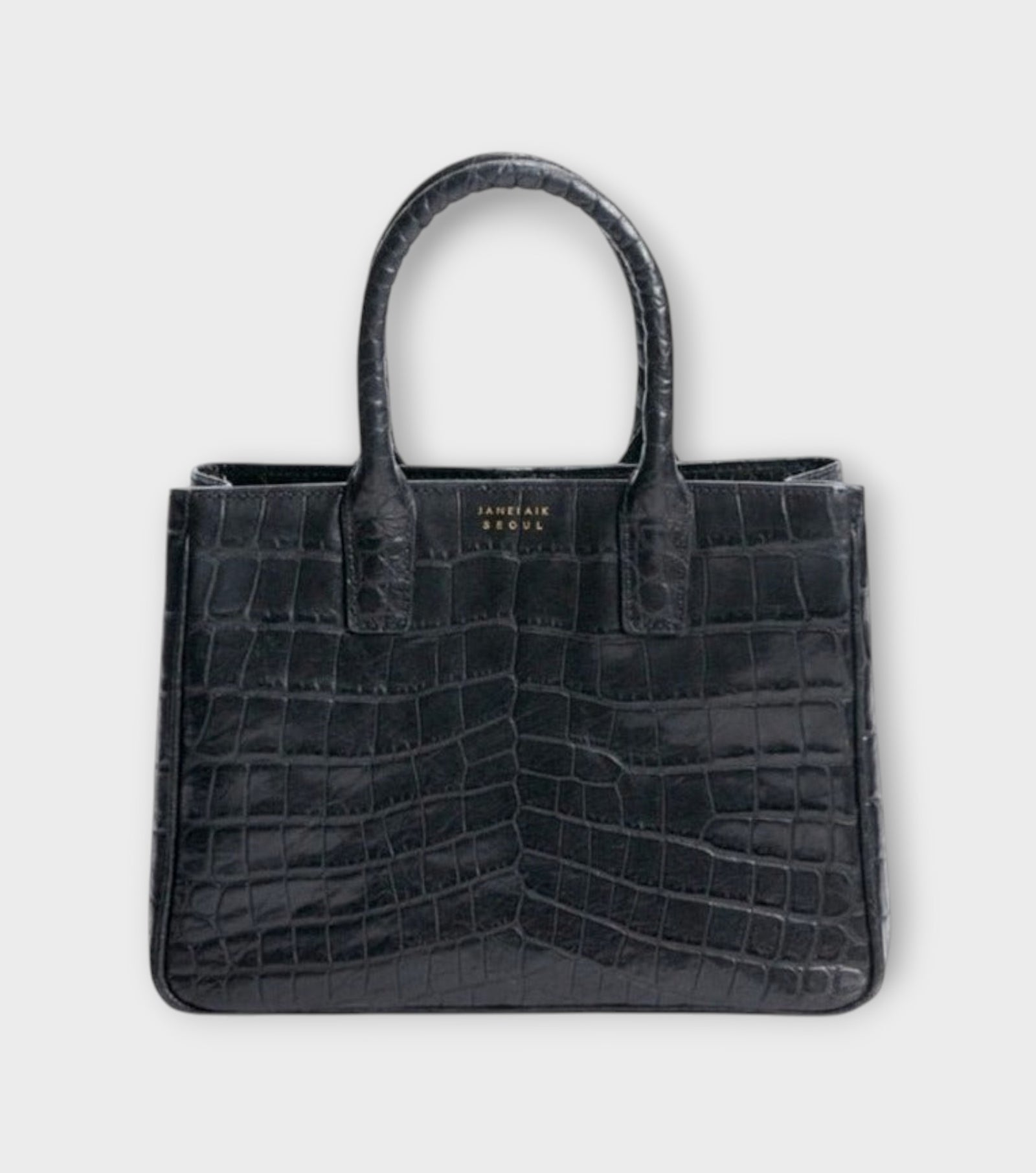 Loui Crocodile-Effect Leather Bag | Black