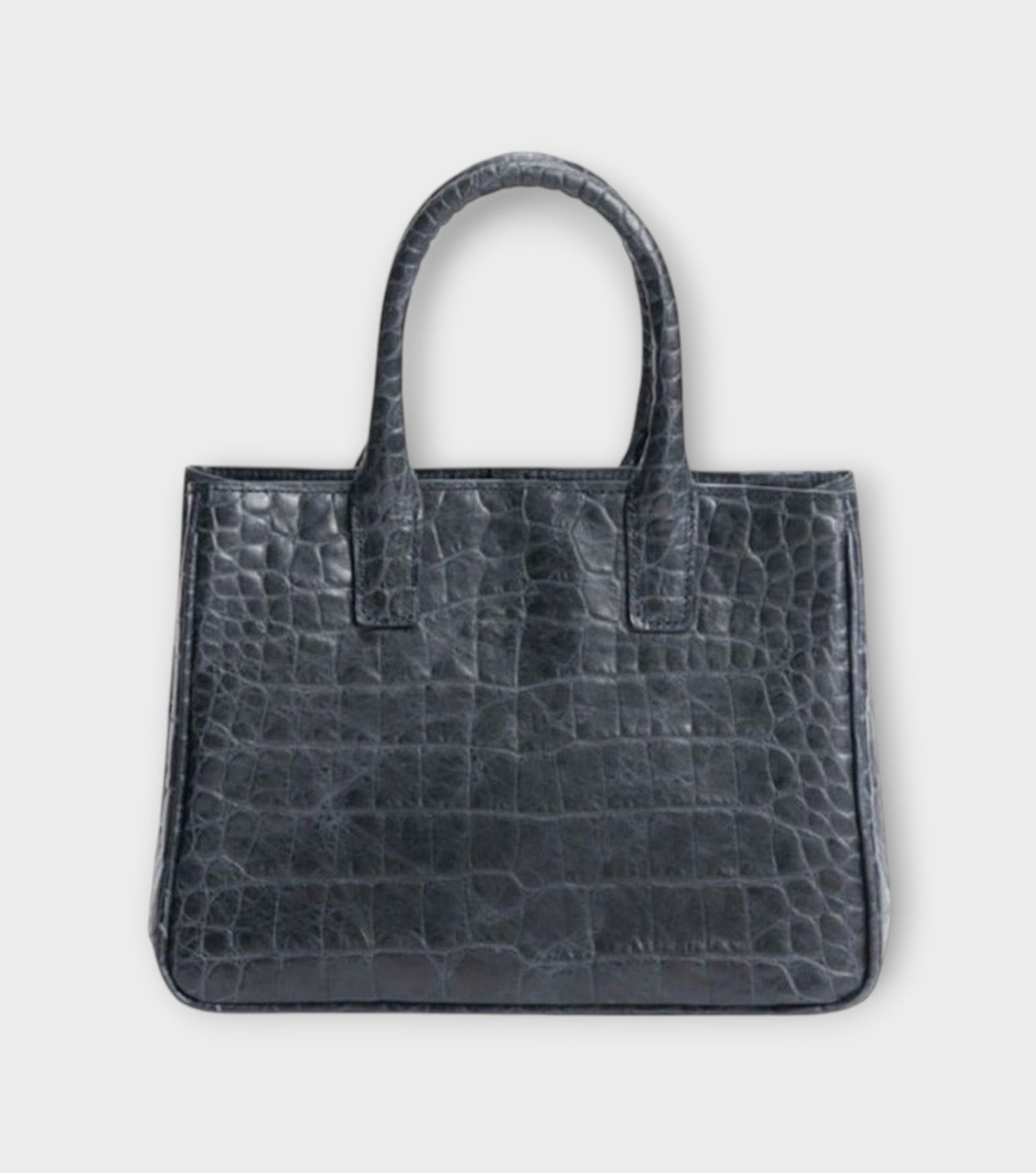 Loui Crocodile-Effect Leather Bag | Navy