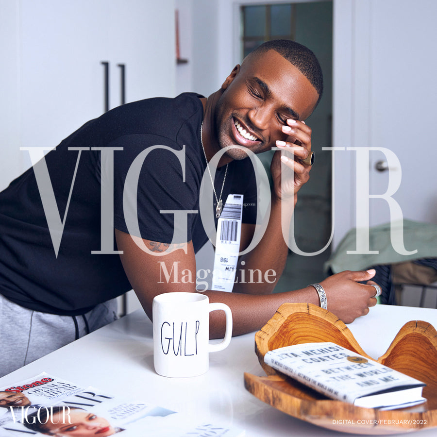 JI WON CHOI T-shirt and I AM ROCK Bracelet in Vigour Magazine - doors. pr showroom