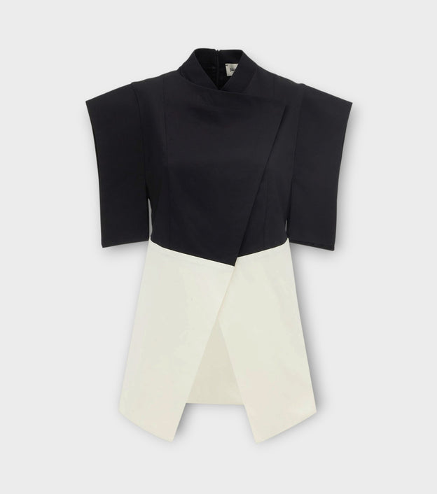 Asymmetric Colour Block Top - Black & White