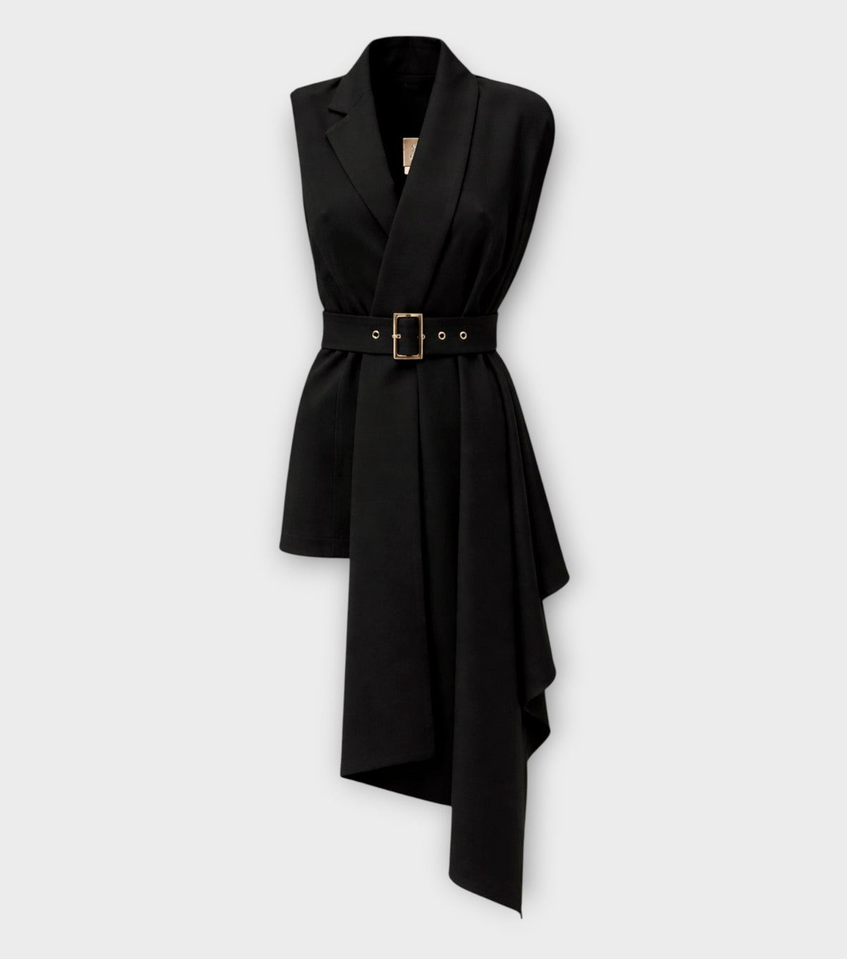 Asymmetrical Sleeveless Blazer — Black