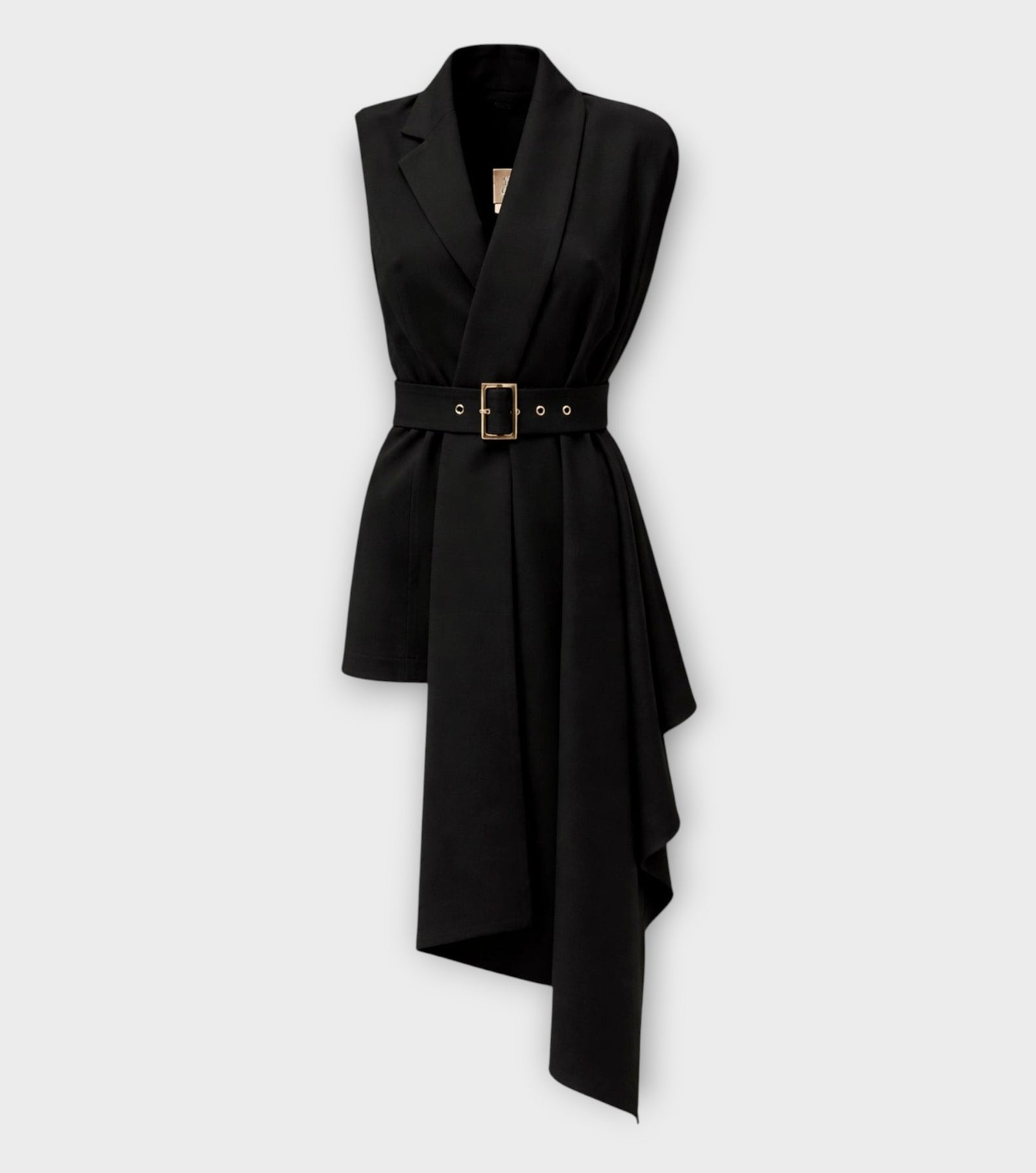 Asymmetrical Sleeveless Blazer — Black