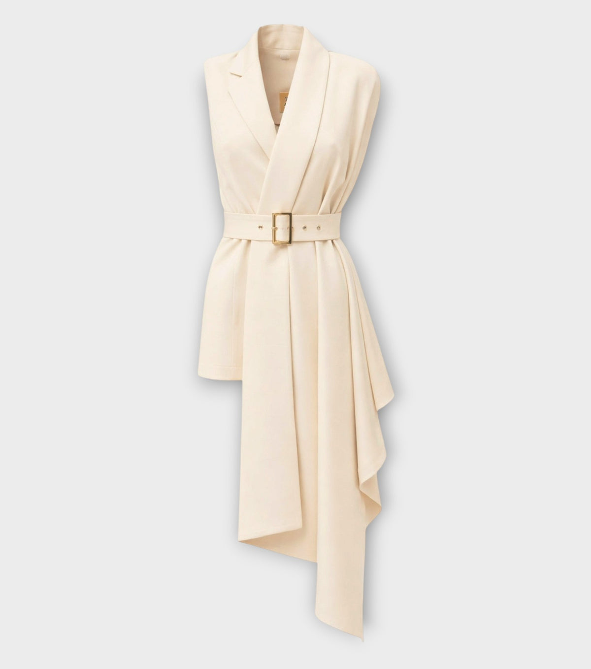 Asymmetrical Sleeveless Blazer - Ecru