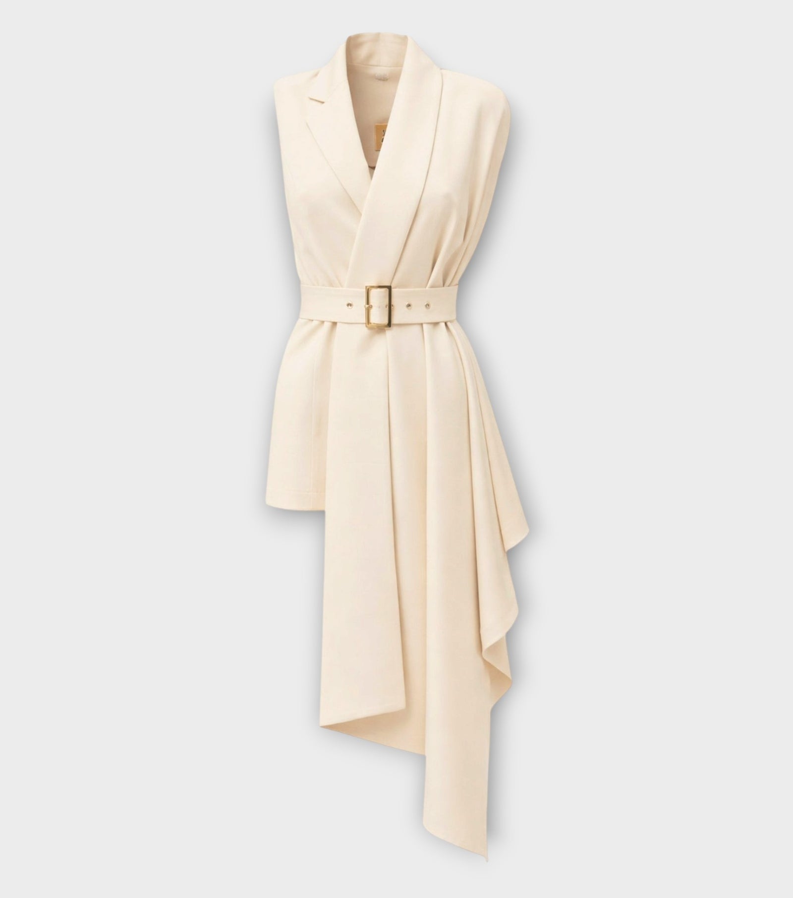 Asymmetrical Sleeveless Blazer - Ecru