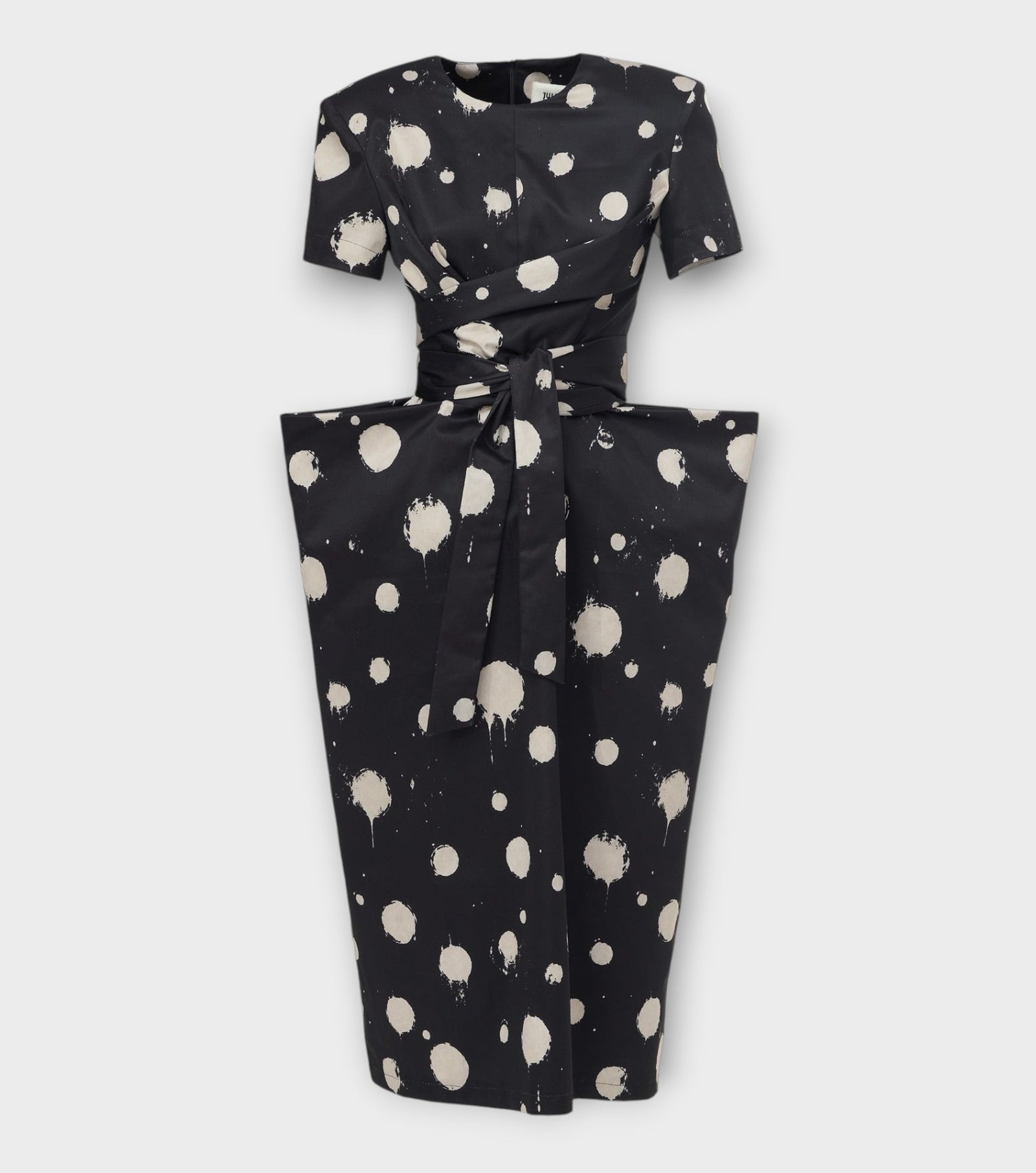Black Polka Dot Midi Dress With Belt | Capsule Edition