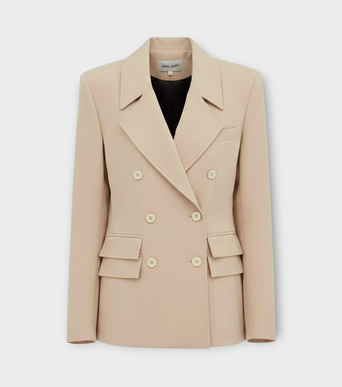 Classic Tailored Double-Breasted Blazer - Beige