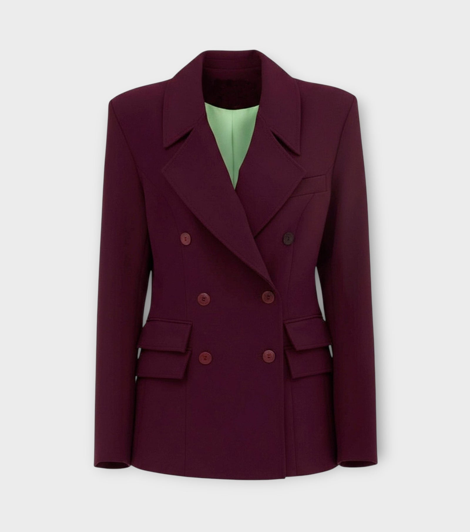 Classic Tailored Double-Breasted Blazer - Burgundy