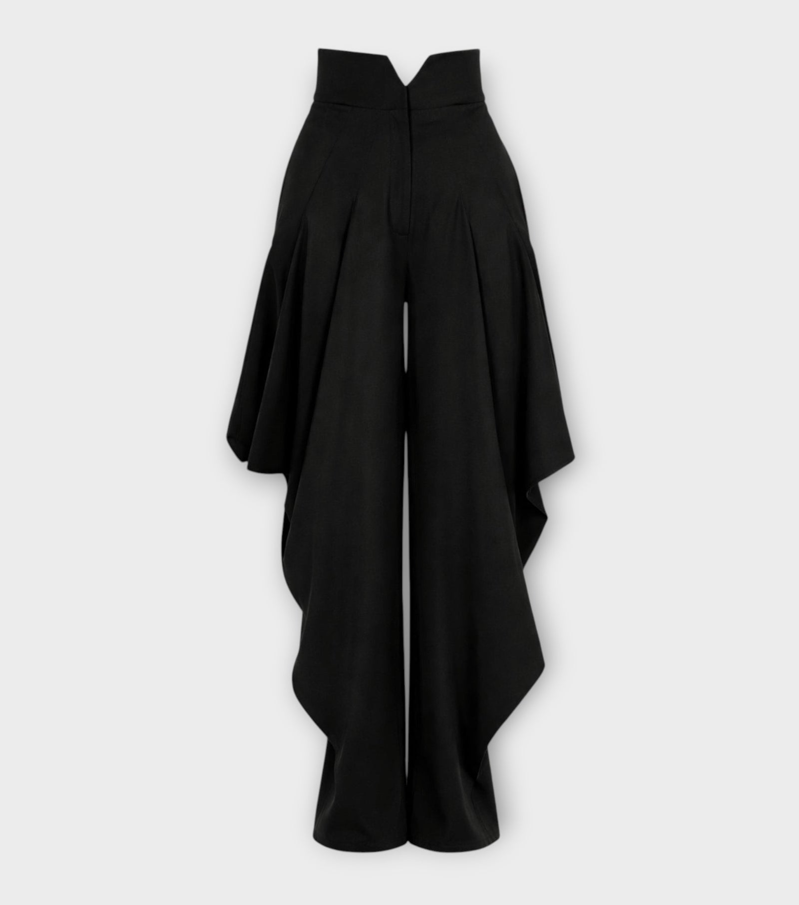 Couture Draped Wide-Leg Pants - Black