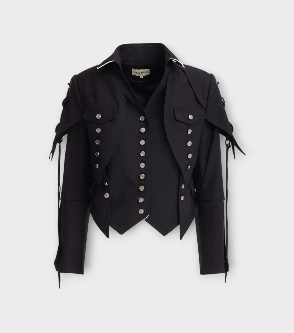 Designer Lace-Up Cropped Utility Jacket | Black