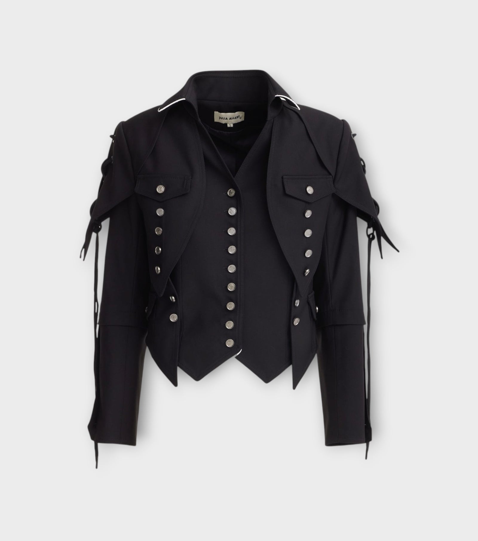 Designer Lace-Up Cropped Utility Jacket | Black