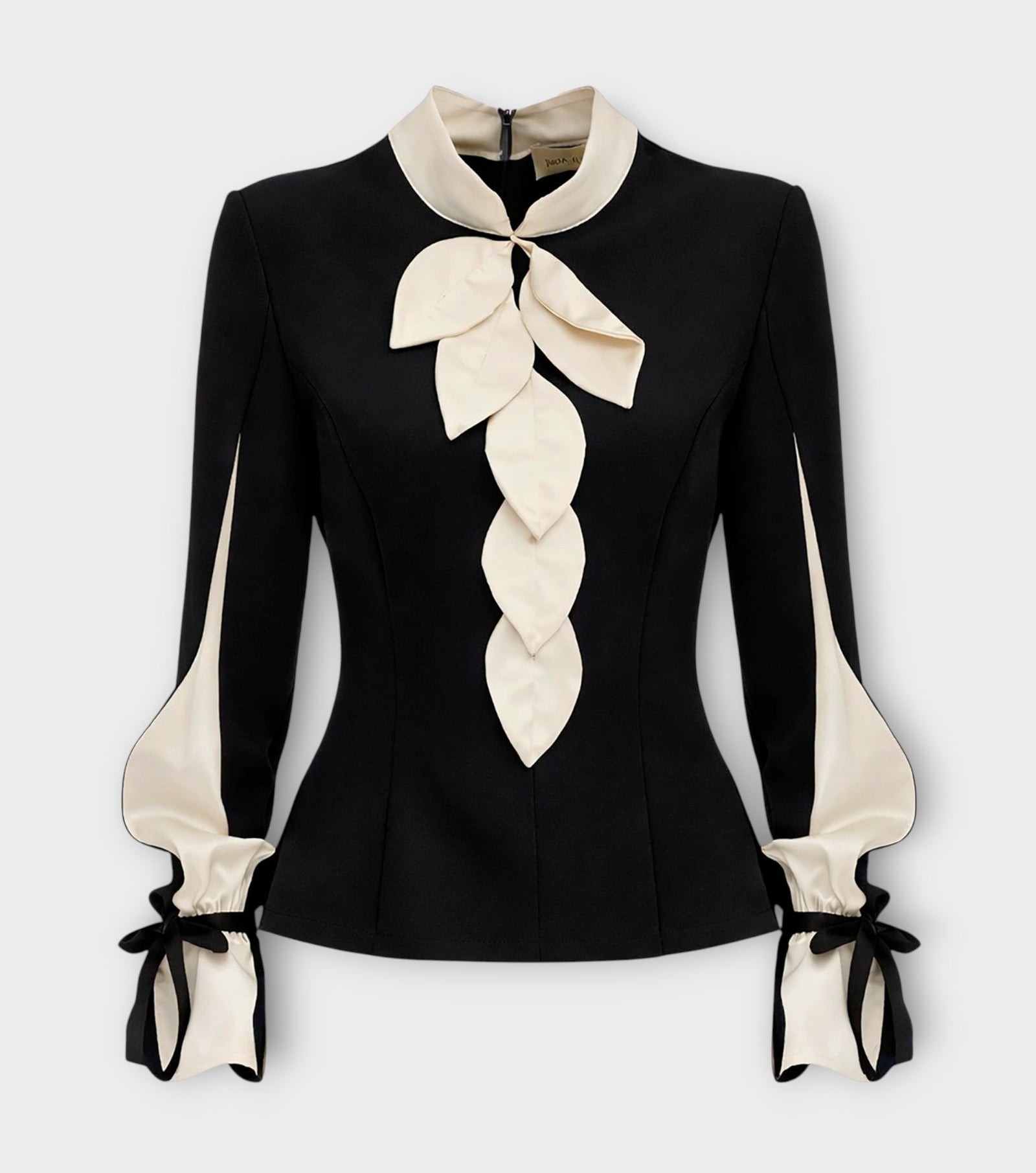 Elegant Fitted Blouse - Black