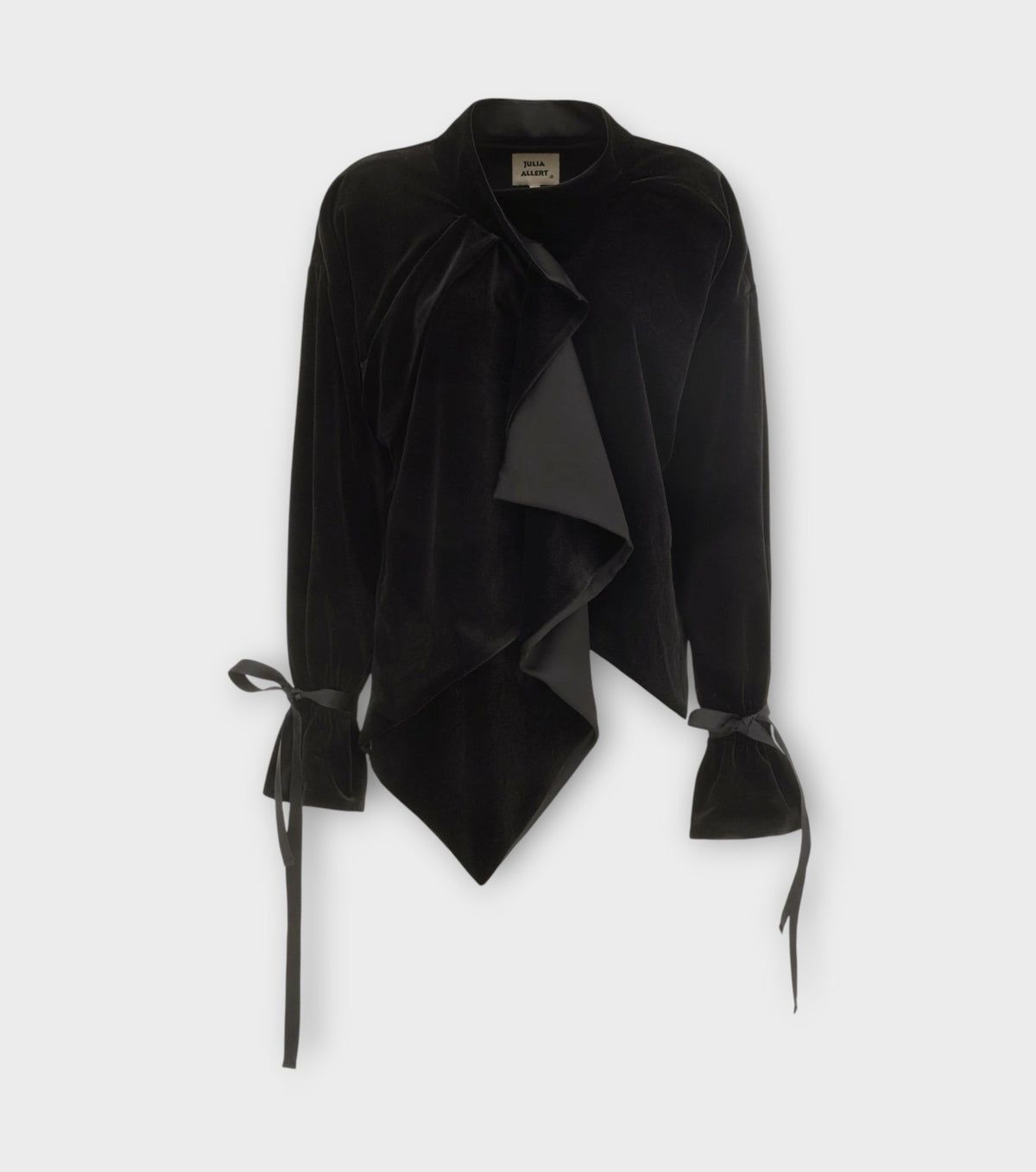 Evening Velvet Wrap Jacket With Silk Lining - Black