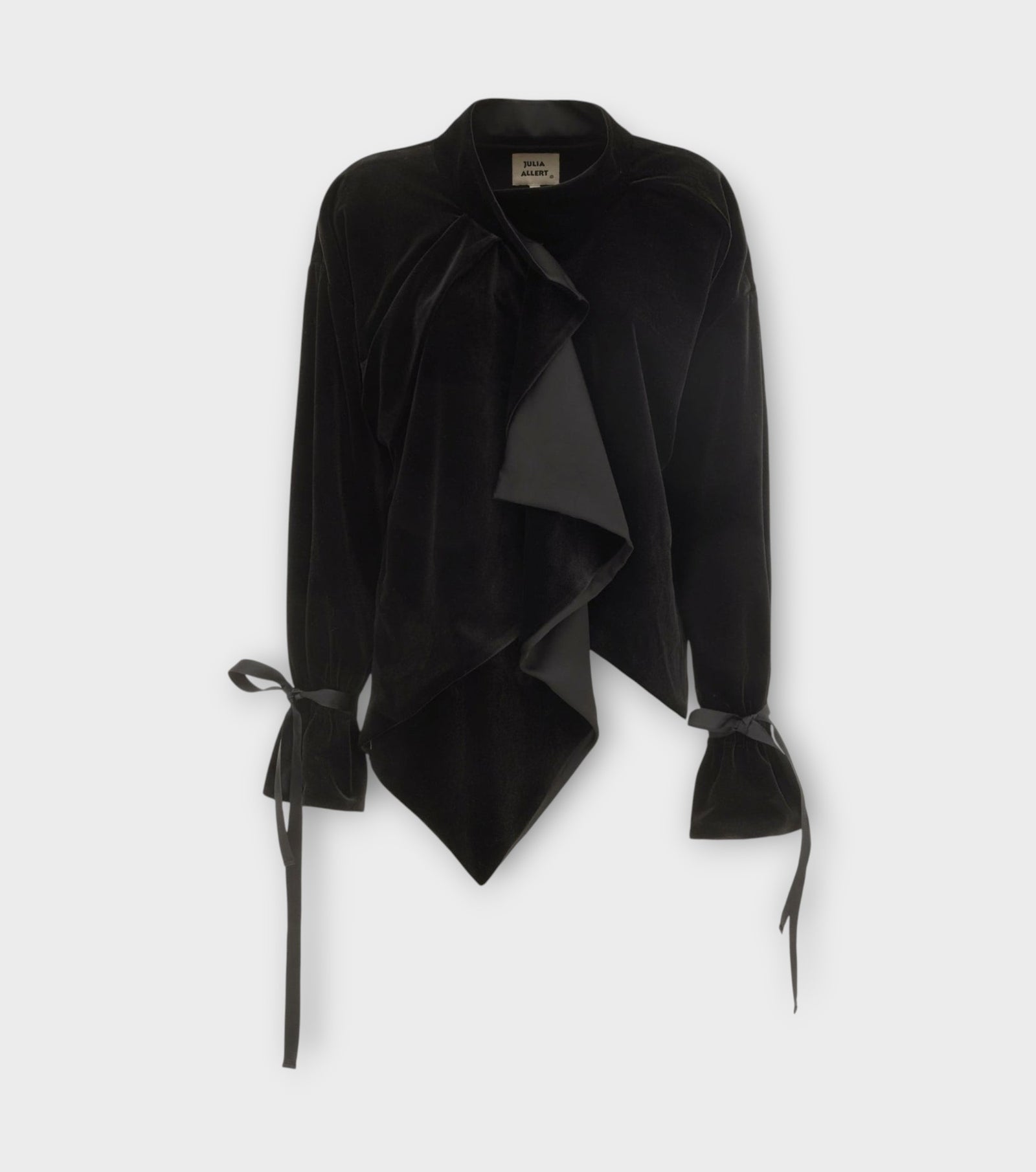 Evening Velvet Wrap Jacket With Silk Lining - Black