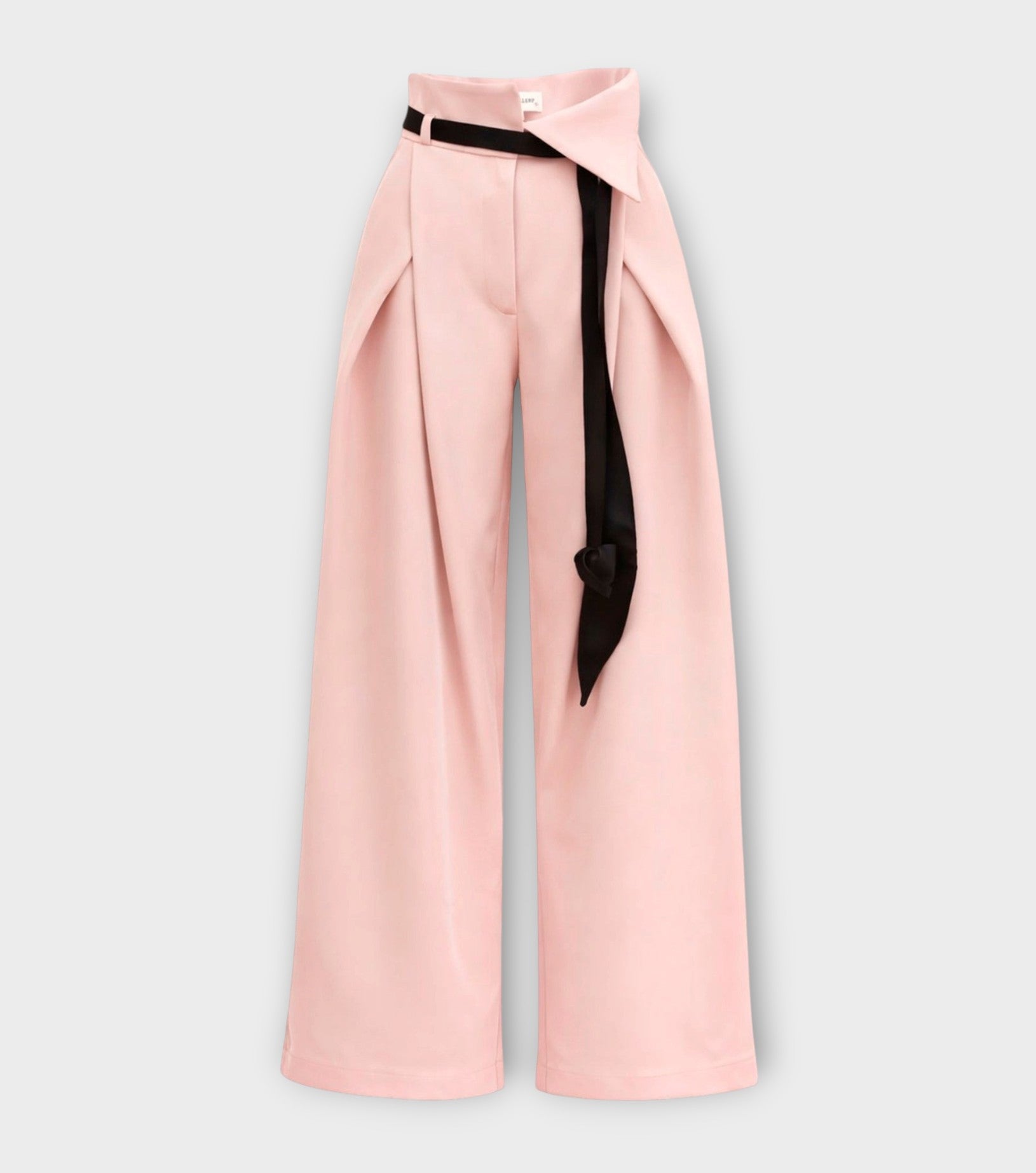Fashion Forward Wide-Leg Pants & Contrast Belt - Pale Pink