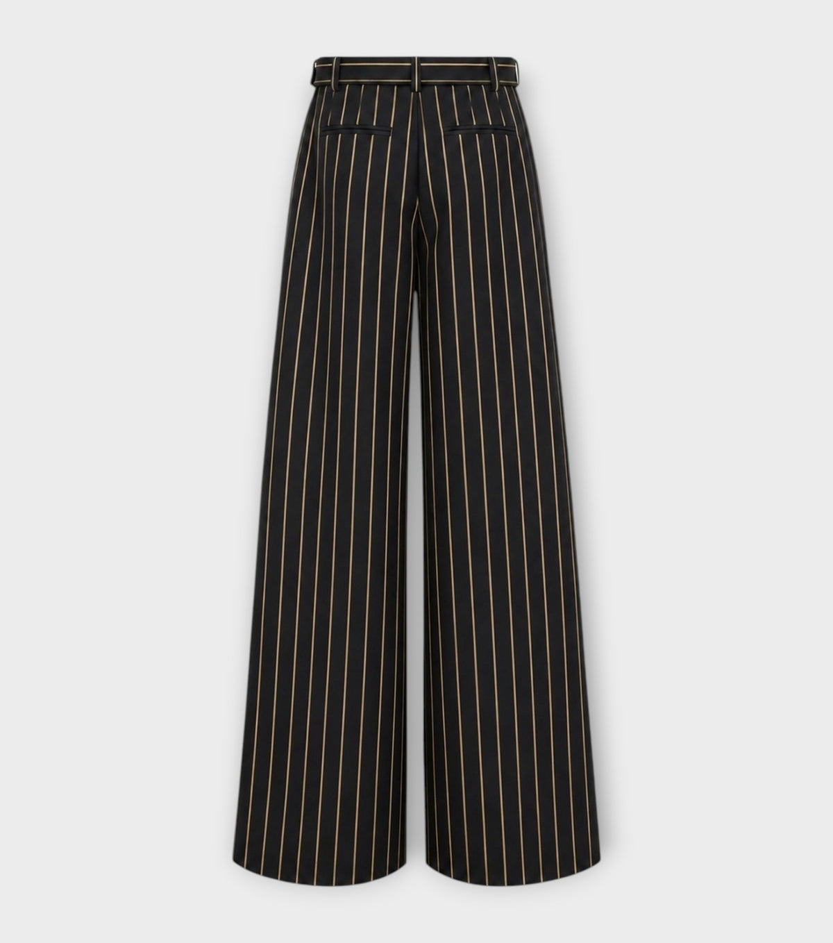 High-Waisted Wide-Leg Pinstripe Palazzo Trousers | Black