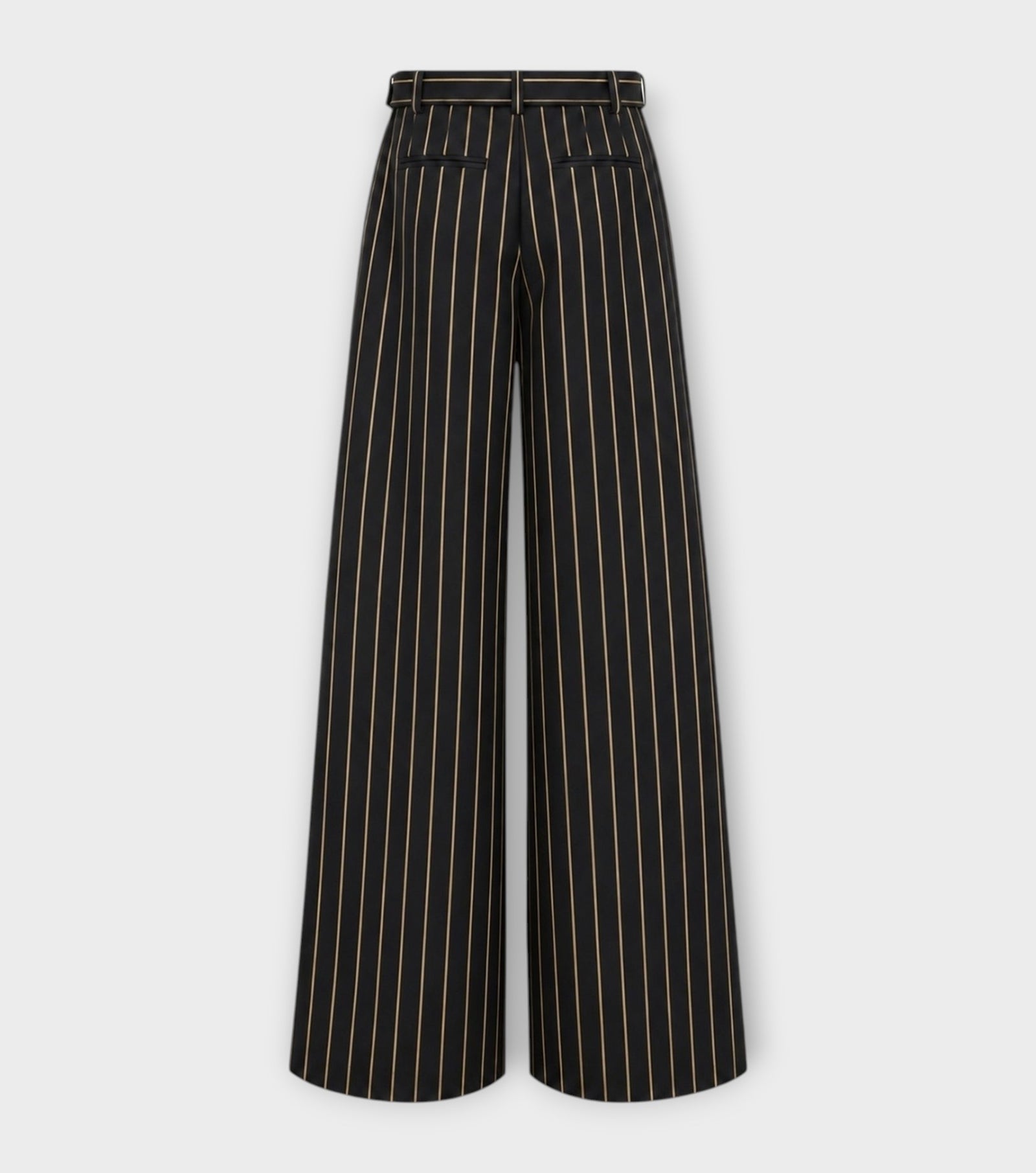 High-Waisted Wide-Leg Pinstripe Palazzo Trousers | Black
