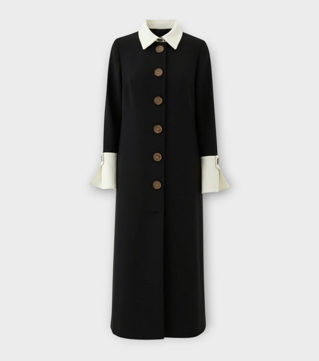 Monochrome Midi Shirt Dress - Black & White