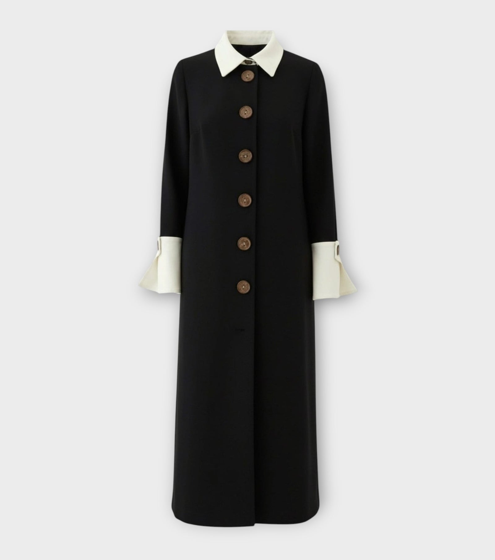 Monochrome Midi Shirt Dress - Black & White