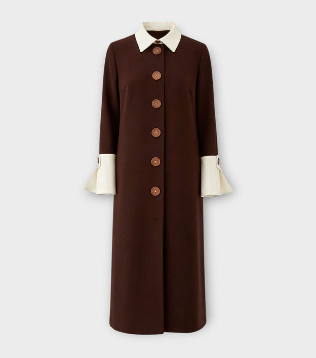 Monochrome Midi Shirt Dress - Brown & White
