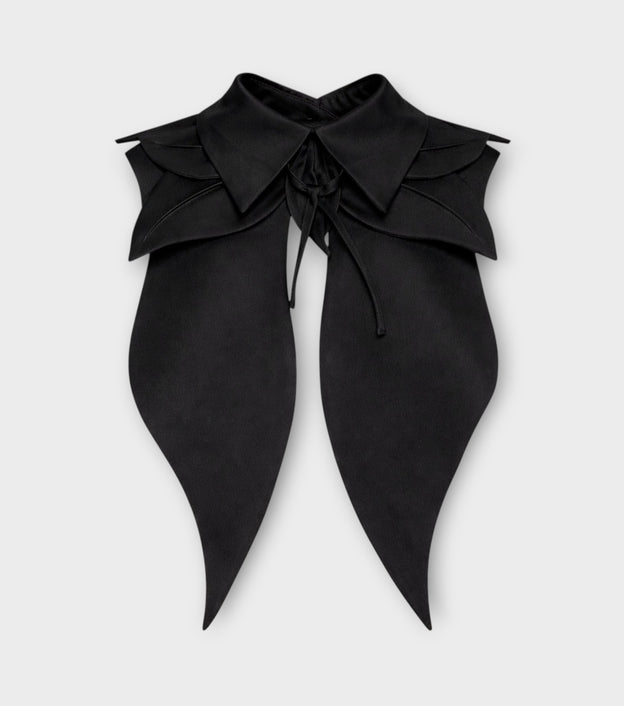 Oversized Satin Bib Collar - Black
