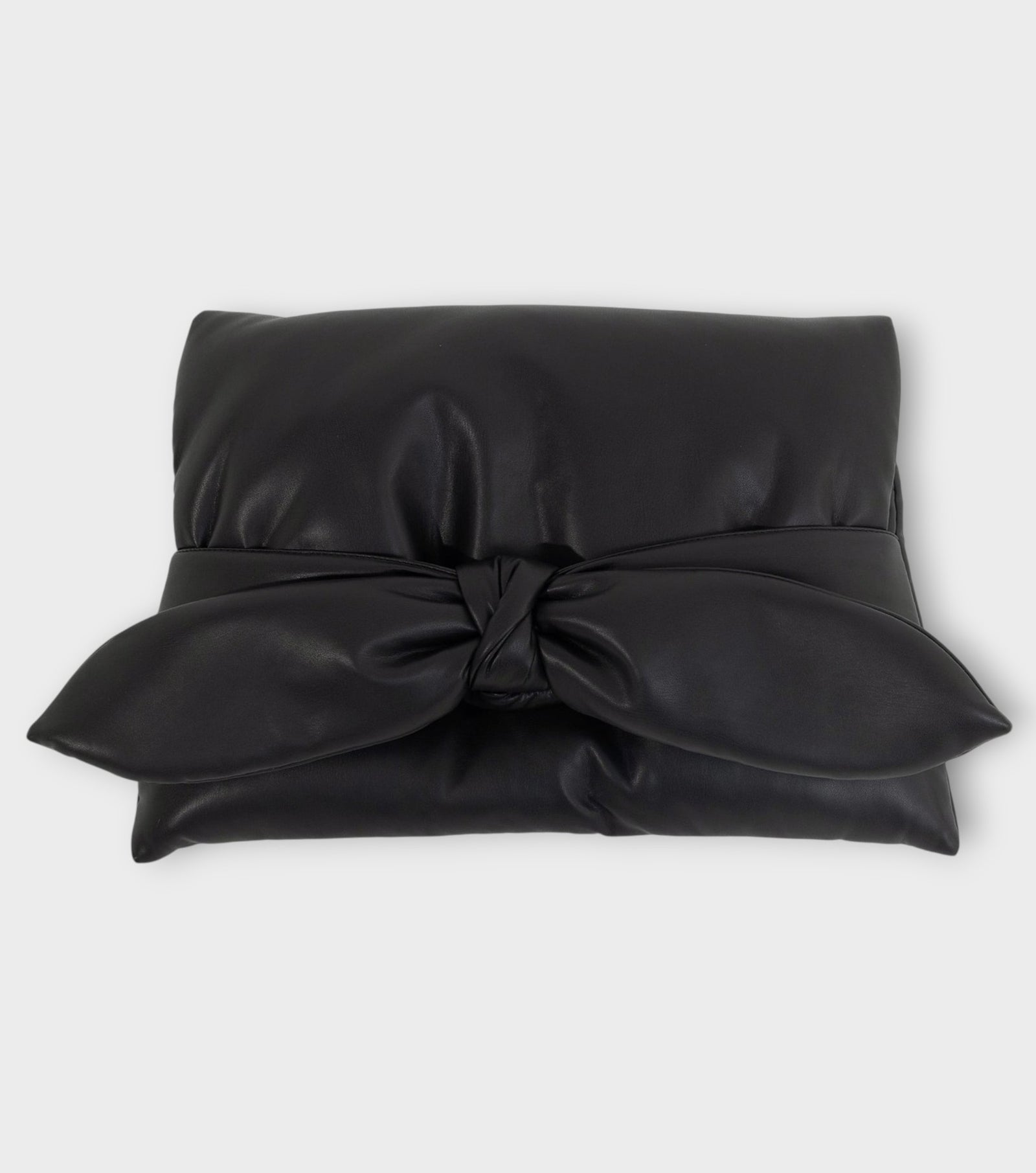 Petal Faux Leather Evening Clutch Bag - Black