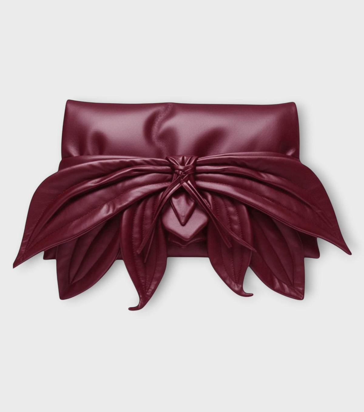 Petal Faux Leather Evening Clutch Bag - Burgundy