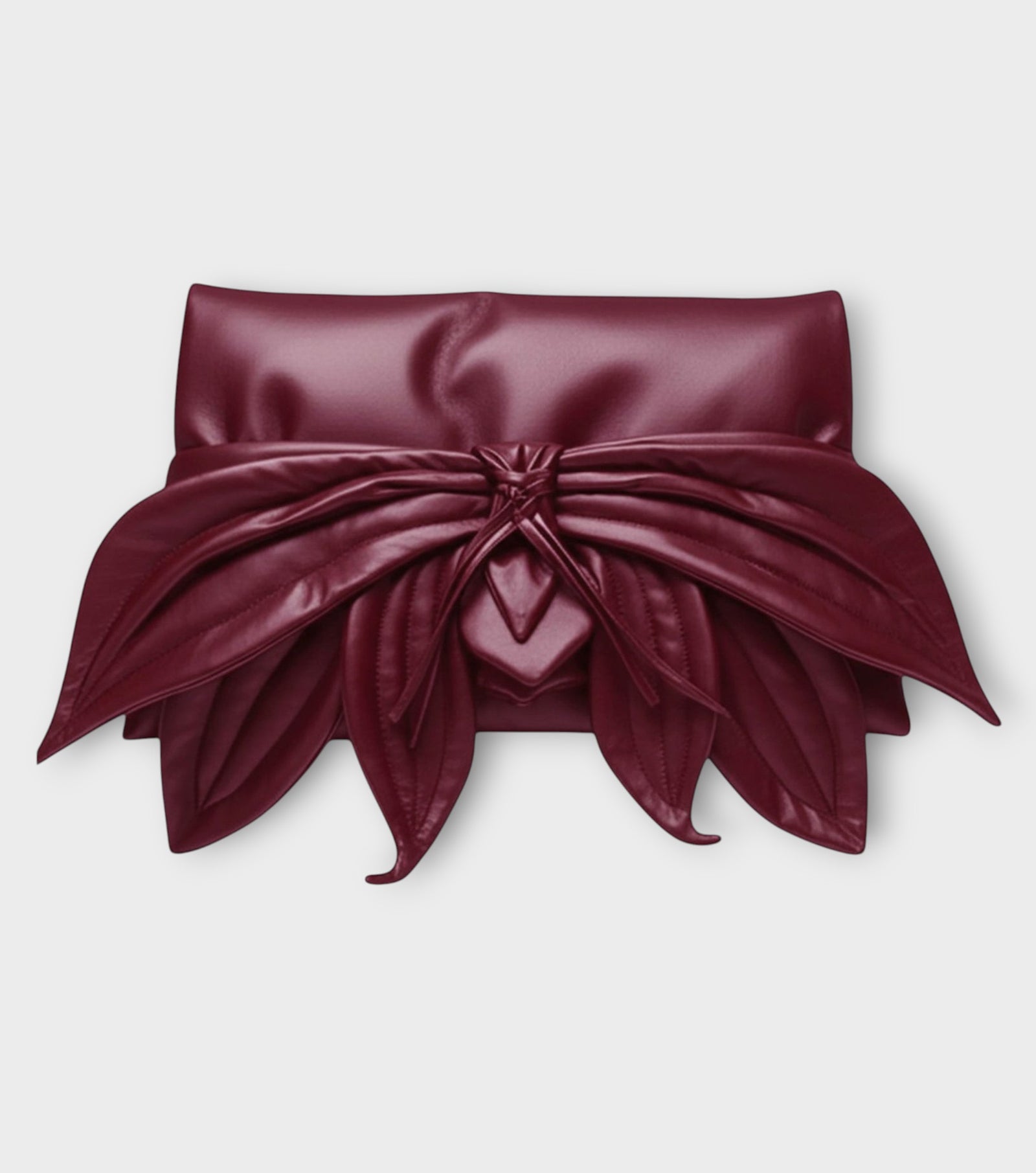 Petal Faux Leather Evening Clutch Bag - Burgundy