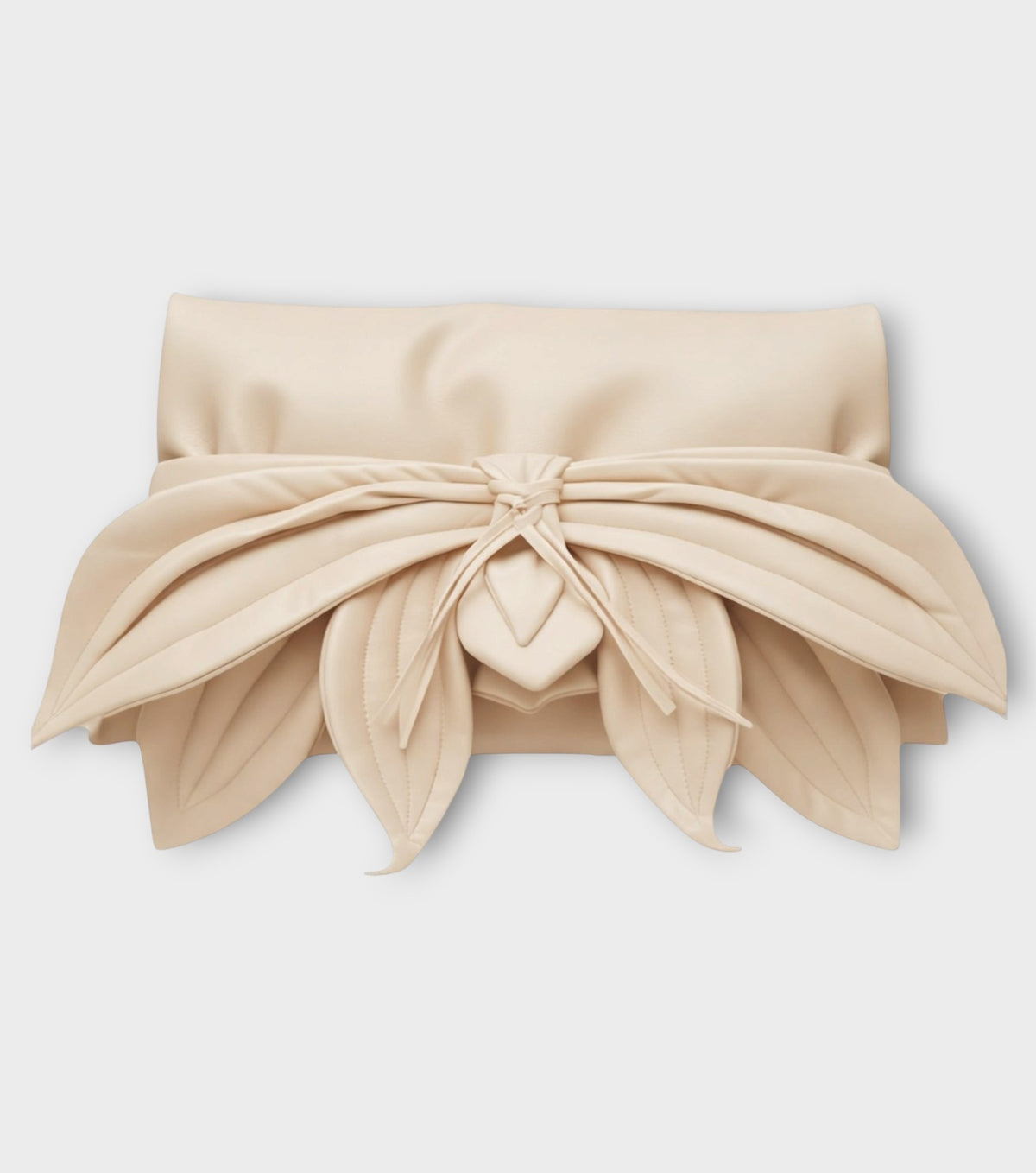 Petal Faux Leather Evening Clutch Bag - Ecru