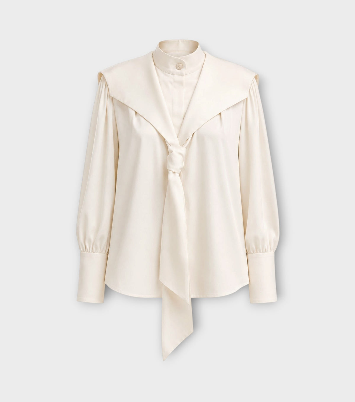 Satin Sailor Collar Tie Front Blouse | Ivory